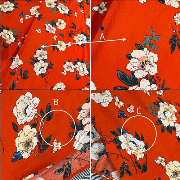 Retro Tomato Red & White Floral Flowy Short Sleeve Button Down A Line Maxi Dress - Picture 11 of 12